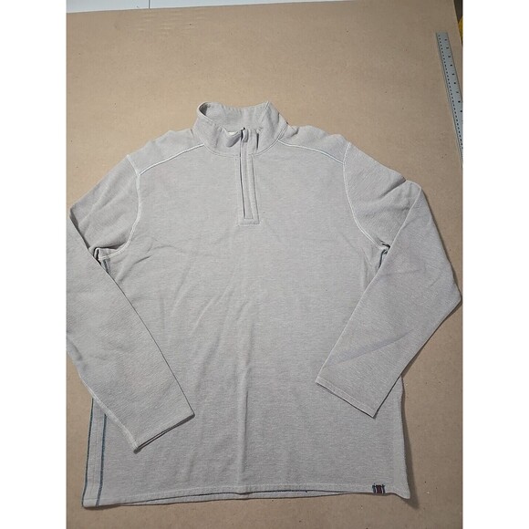 Quarter Zip Pullover Men's Casual Long Sleeve Top Gray Blue‎ Large - Picture 1 of 13